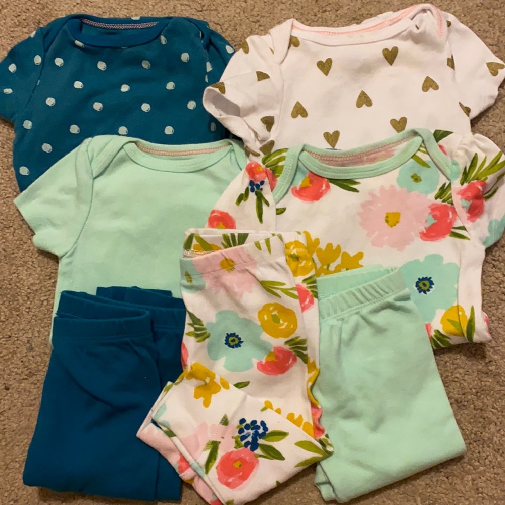 Cloud Island Baby Girl Onesie and Pants